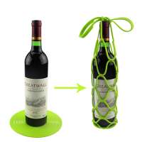 China Supplier Colorful Silicone Foldable Wine Bottle Bag Tote Basket Carriers Holders